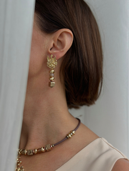 HMG 1307 G Камея bg Серьги арт.0790