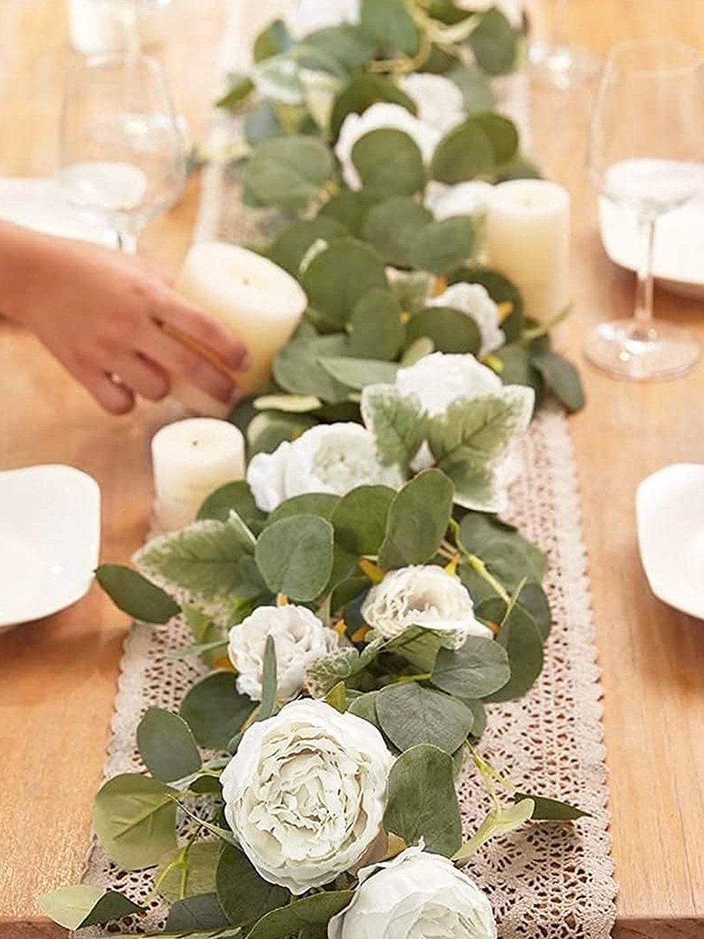 Цветы искусственные для декора белые пионы 15002