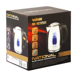 Чайник электрический National, NK-KE17551, 1.7 л, 2200 Вт, ск нагр элем, металл