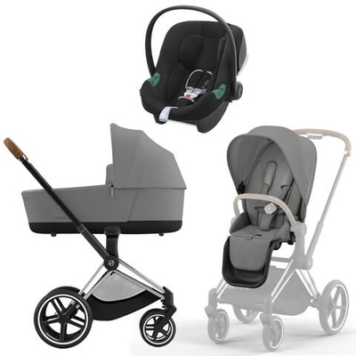 Коляска 3 в 1 Cybex Priam IV Chrome Brown complete и автокресло Aton B2 i-Size Volcano Black Mirage Grey