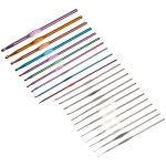 Крючки вязальные металлически в футляре 22шт «Favorite Hous», цвет как на фото, от 0,65мм до 6,5мм 22шт (футляр фиолетового цвета)