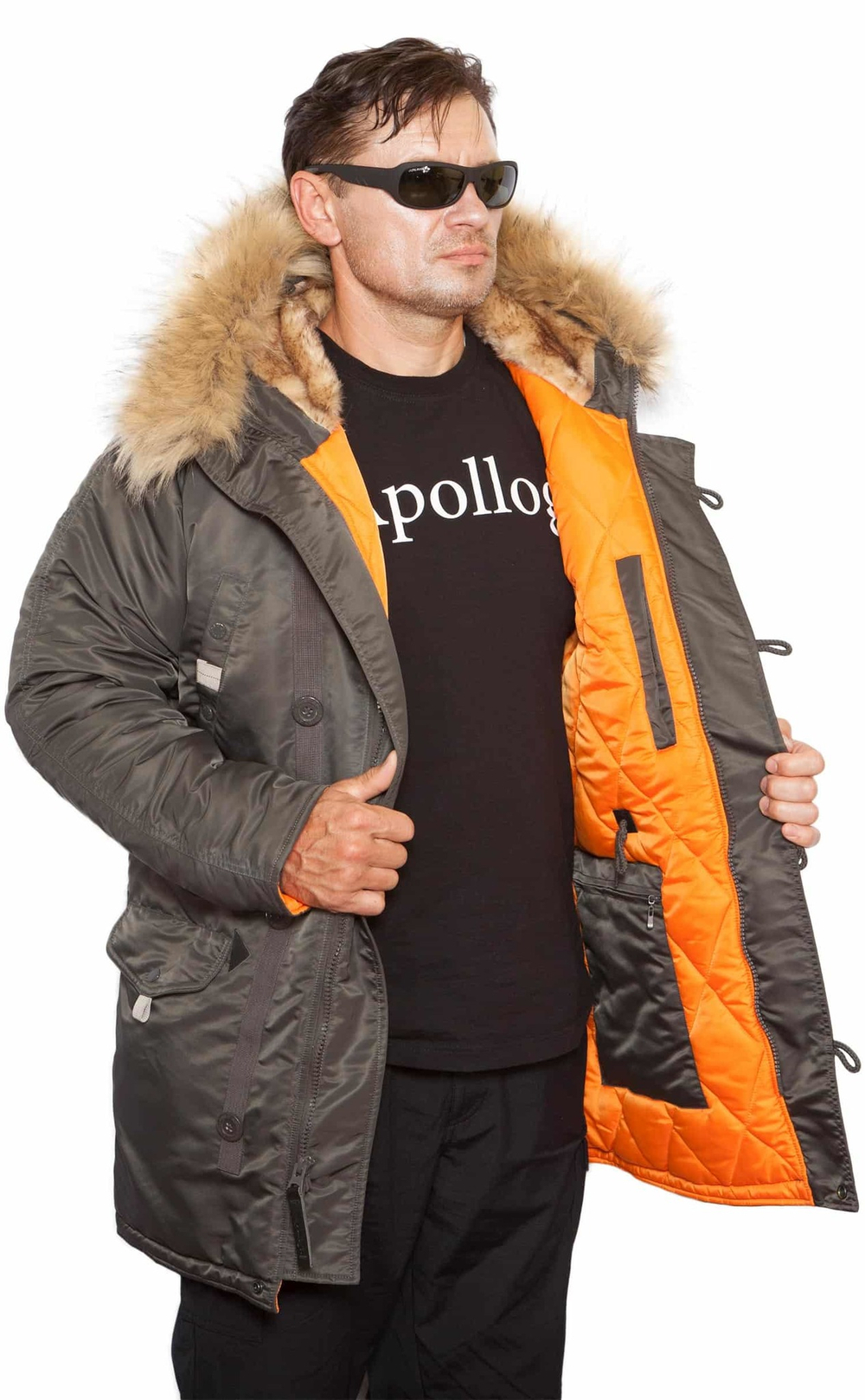 Куртка Аляска удлиненная Husky Long 2020 (т.серая - beluga/orange)