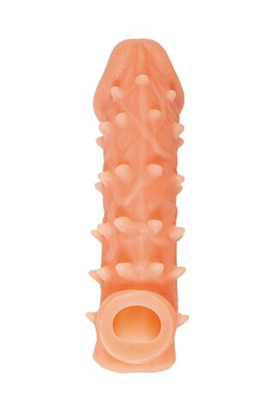 Телесная закрытая насадка с пупырышками Cock Sleeve 005 Size M - 15,6 см.