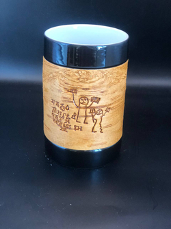 Кружка большая фарфоровая без ручки с берестой. Коллекция Онфим (Onfim)