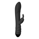 Черный вибратор с клиторальным стимулятором 23см Adrien Lastic Twister