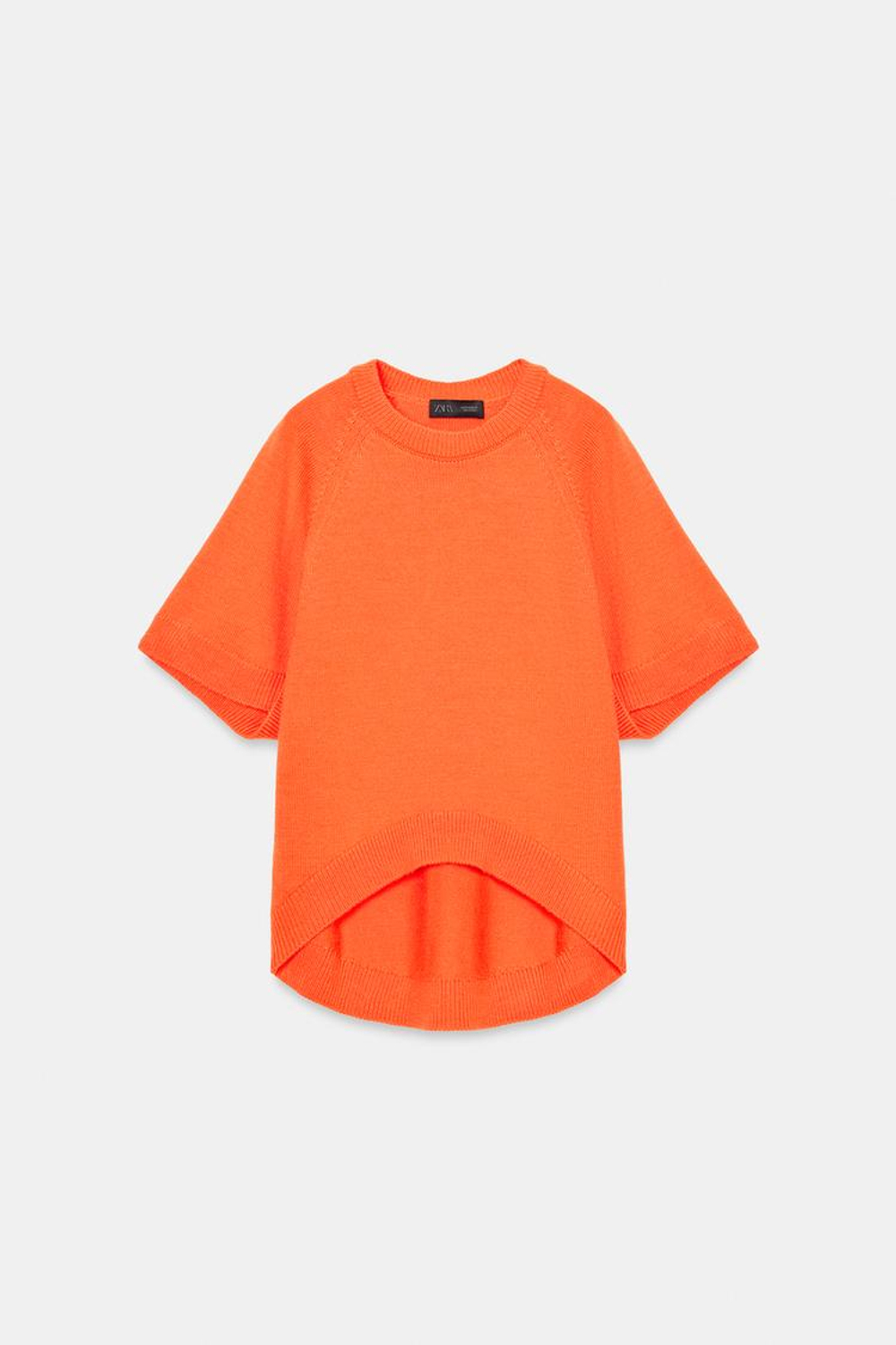 ZARA СВИТЕР ИЗ ТРИКОТАЖА С КОРОТКИМИ РУКАВАМИ, ОРАНЖЕВЫЙ