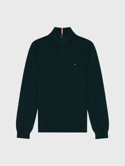 Свитер Tommy Hilfiger Solid Logo Quater-Zip Cypress Green