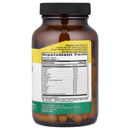 Country Life, Max-Amino Caps, аминокислоты с витамином B6, 90 вегетарианских капсул