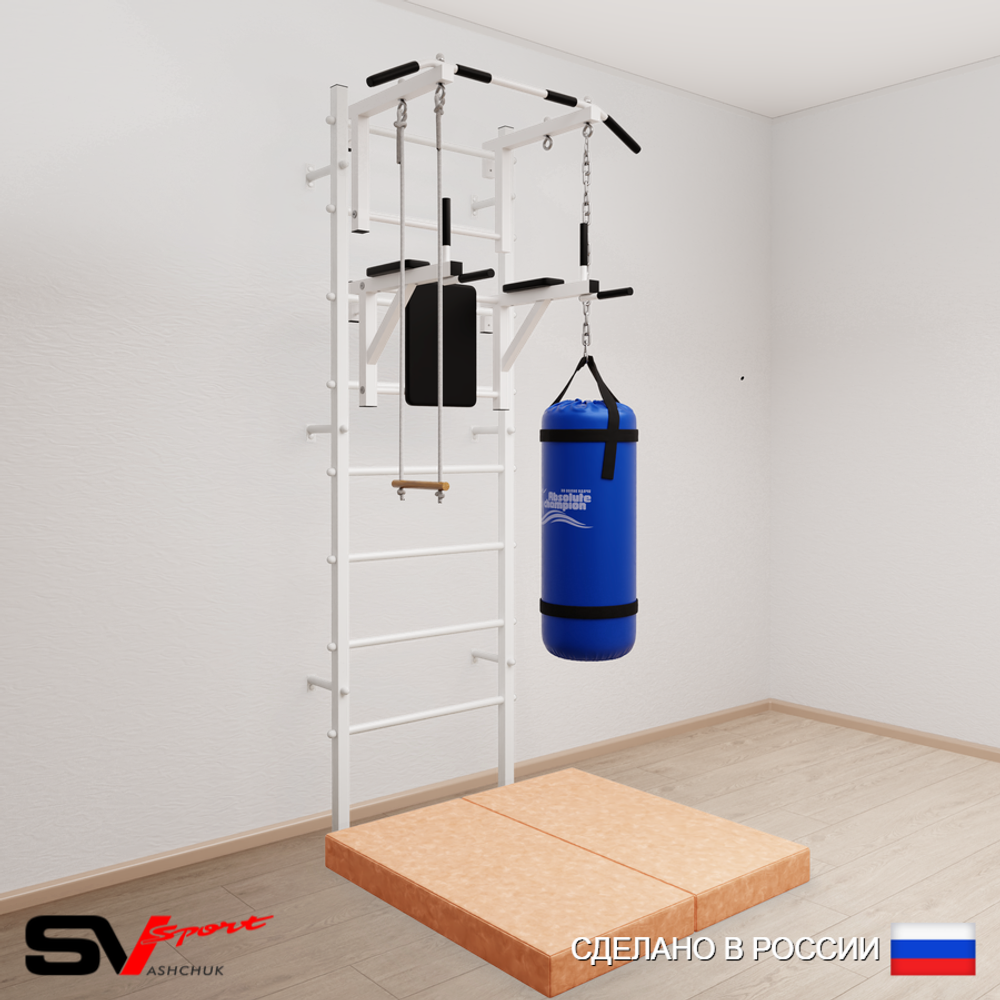 Шведская стенка Sv Sport 5736 (Турник стандарт/Брусья/Трапеция/Цепь/Мешок 22кг/Мат 1м)