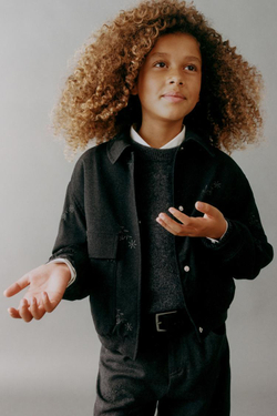 ZARA БОМБЕР С ВЫШИВКОЙ «ЦВЕТЫ», ТЕМНЫЙ АНТРАЦИТ