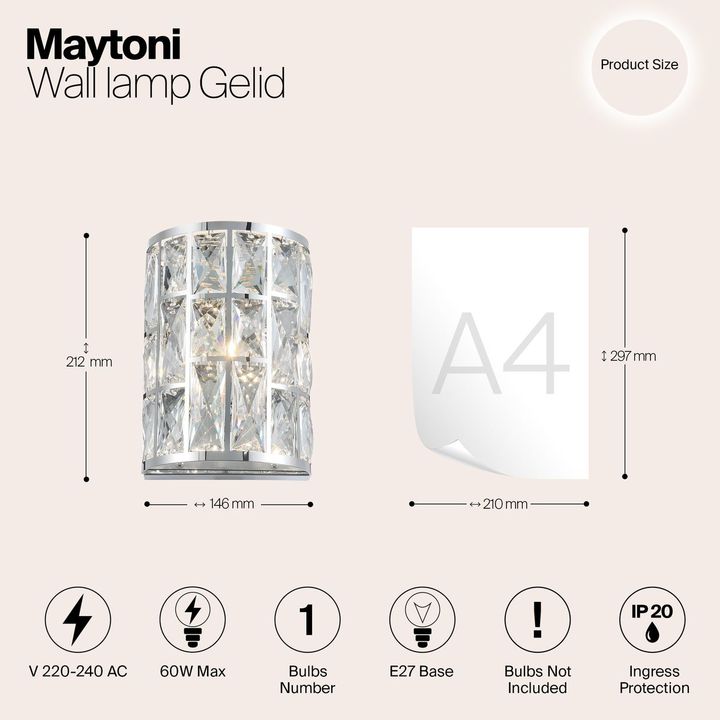 Настенный светильник Maytoni Gelid MOD184-WL-01-CH