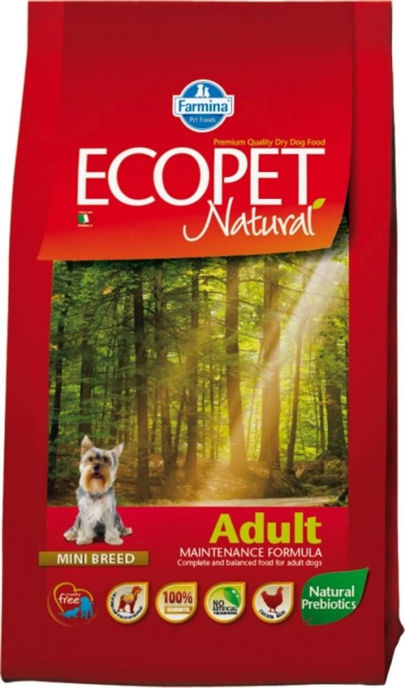 Сухой корм Farmina Ecopet Natural Adult Mini, для взрослых собак маленьких пород, с курицей, 12 кг