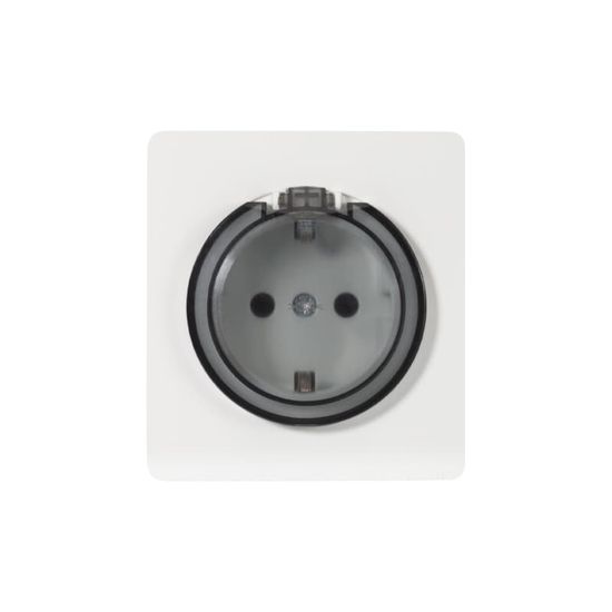 Розетка ROUND 1-ая с/з с/у, со шторками и крышкой 16А перламутр KRANZ