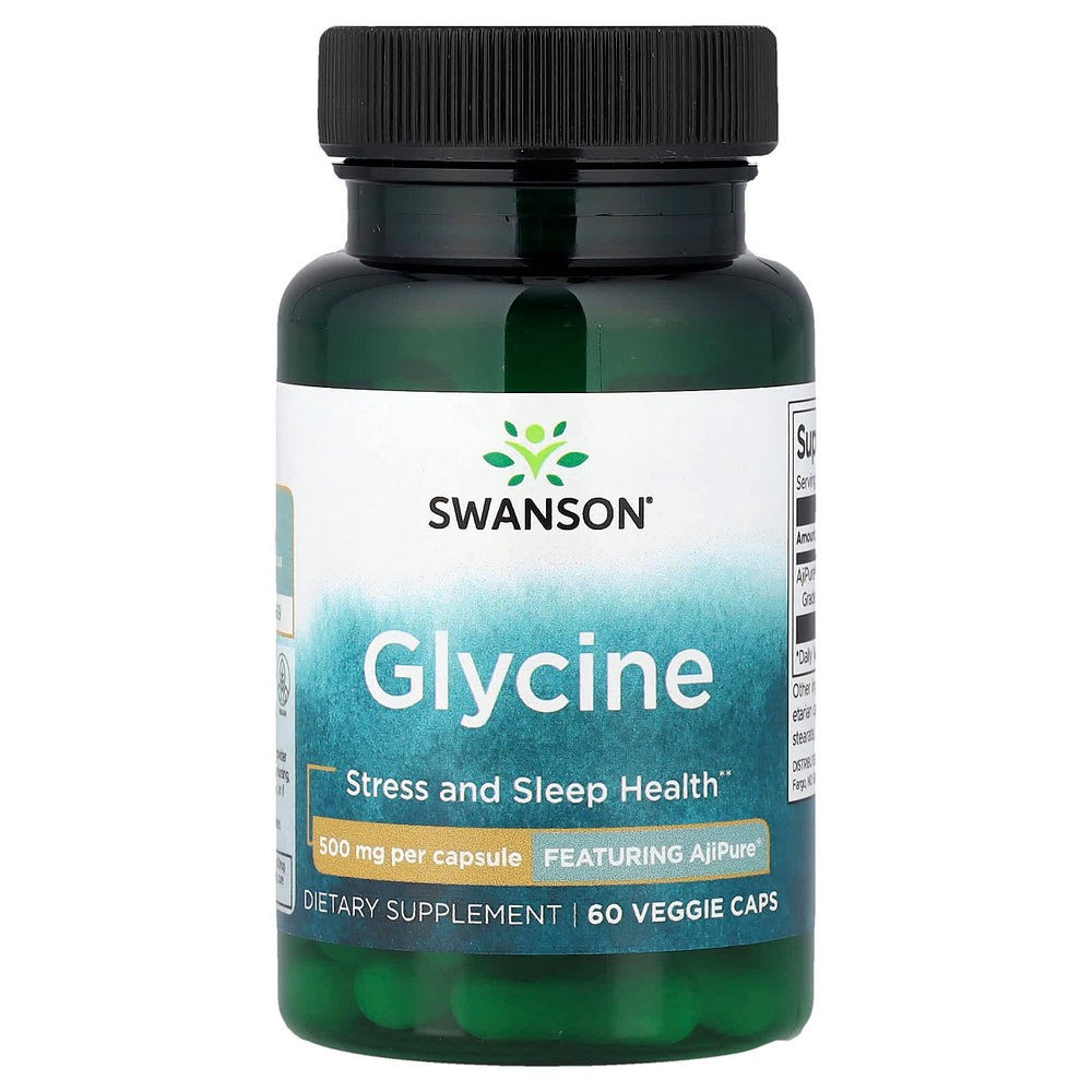 Swanson Vitamins, Глицин, 500 мг, 60 растительных капсул