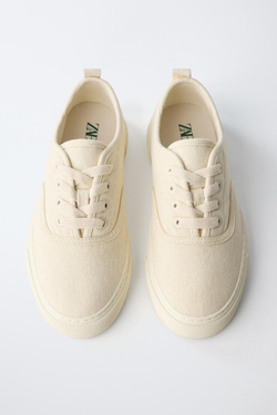 ZARA КЕДЫ СО ШНУРКАМИ, ЭКРЮ