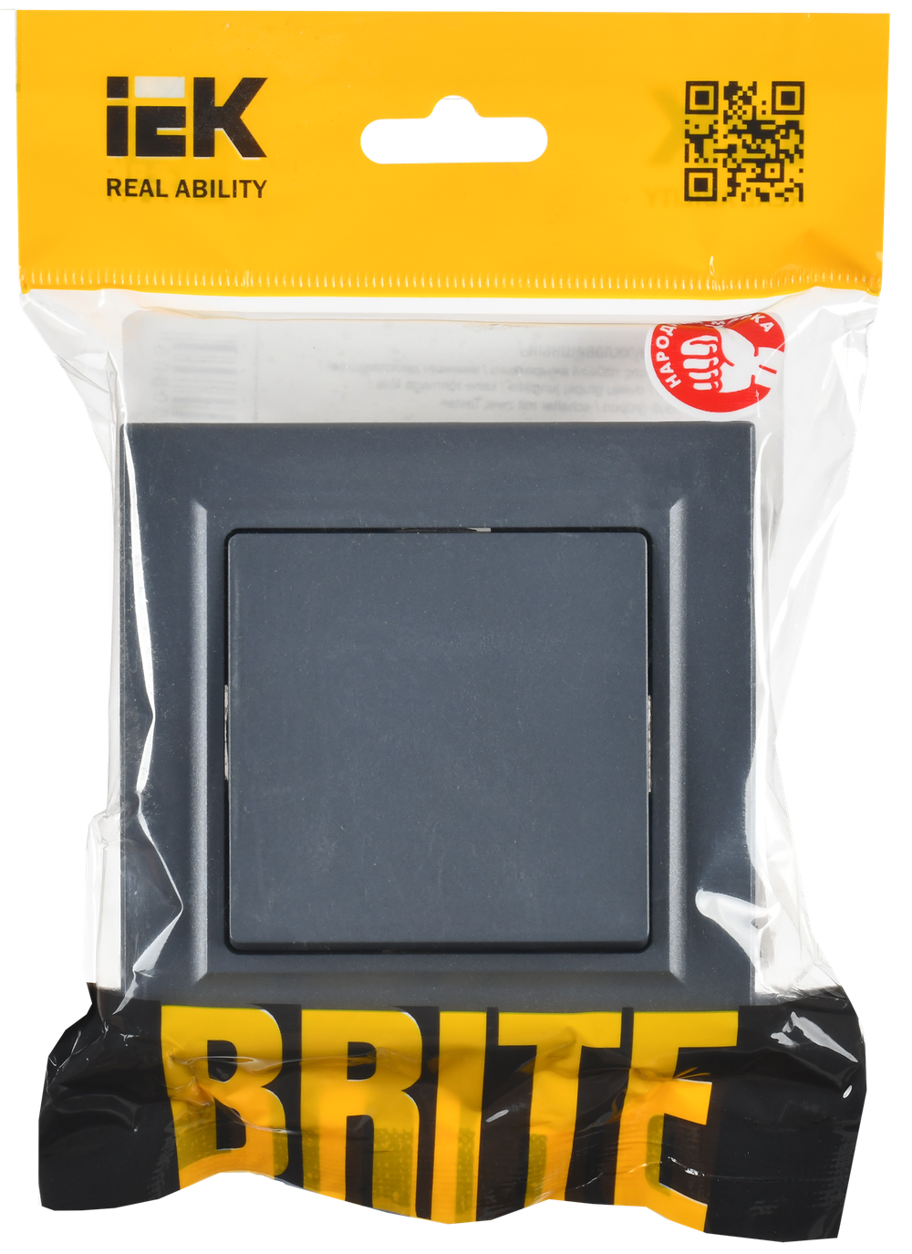 BRITE Выключатель 1-клавишный 10А в сборе ВСР10-1-0-БрМ маренго IEK