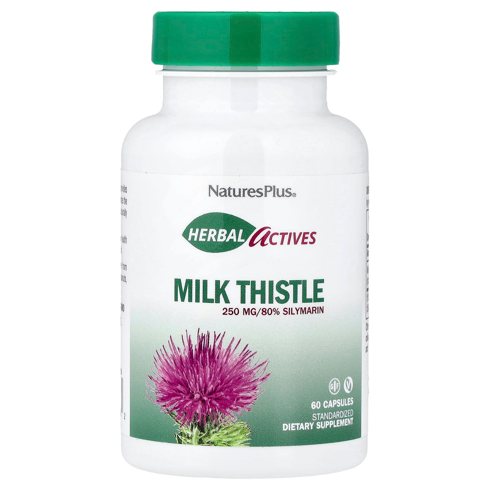 NaturesPlus, Herbal Actives, расторопша, 250 мг, 60 капсул