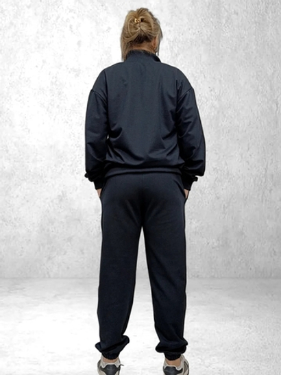 35062 Костюм спортивный на молнии футер 2-х нитка черно-синий (54)