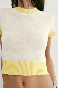ZARA ТРИКОТАЖНЫЙ ТОП С КОРОТКИМ РУКАВОМ, РАЗНОЦВЕТНЫЙ