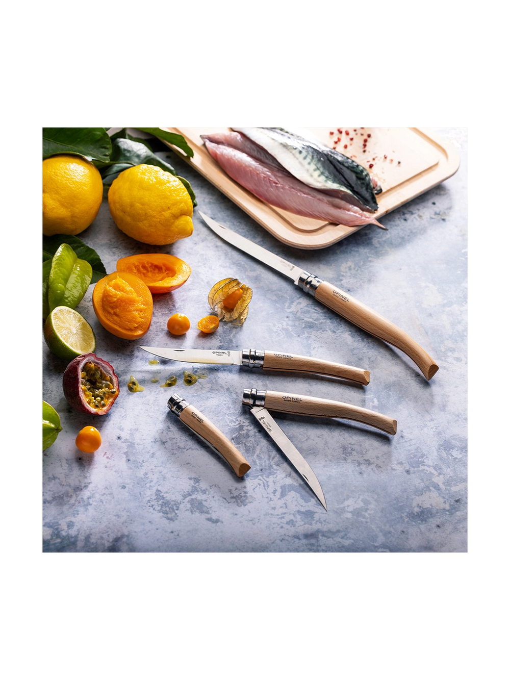Нож филейный Opinel №12, нержавеющая сталь, рукоять из дерева бука