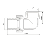 Переходник со сгоном 3/4'' угловой VRT®(конус) никель