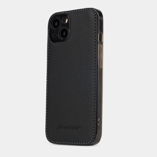 Чехол для iPhone 15 Plus из кожи теленка, цвета черный