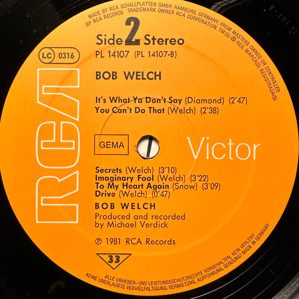 Bob Welch - Bob Welch (Германия 1981г.)