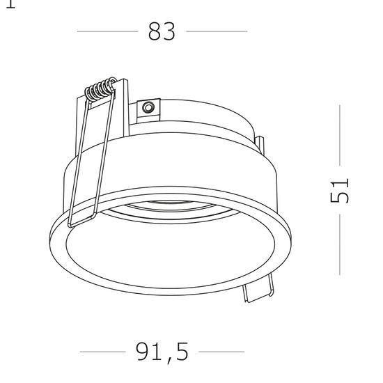 ST261.508.01 Св-к встр. Белый GU10 1*50W IP20 D91,5xH5,2 220V Без ламп Встраиваемые светильники