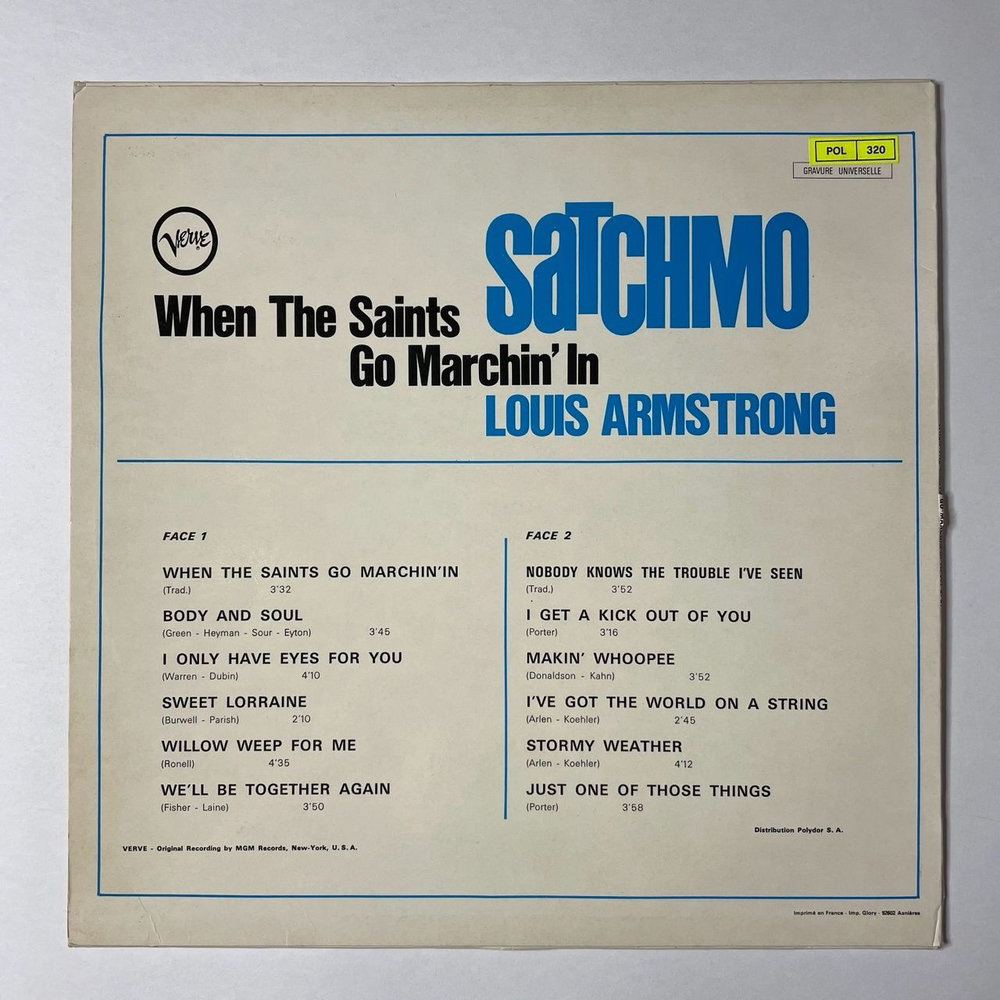 Винтажная виниловая пластинка LP Louis Armstrong When The Saints Go Marchin In Satchmo (France 1971)