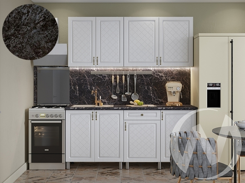 Кухня Вильма 1.8м (корпус белый/арктик; арктик) 26мм кастилло темный