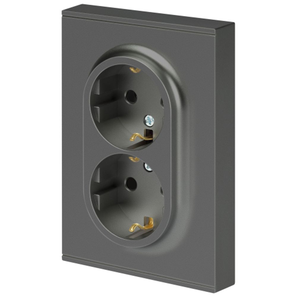 Розетка ЭРА Arktik 16-2104-06 двойная с заземлением 2X2P+E Schuko 16А-250В графит | Эра Arktik
