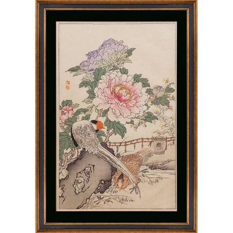 Постер 55х80 G&C Bairei Crane Peony rs3757ppbl-3752blg-3