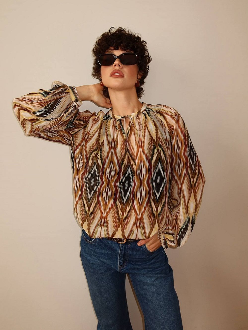 Блуза Икат итальянский шифон