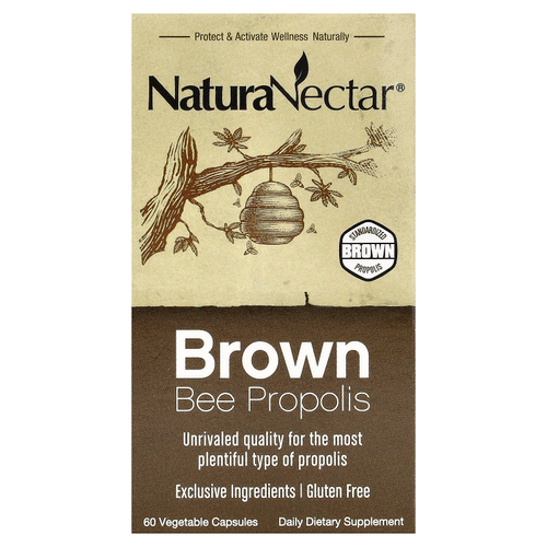 NaturaNectar, Brown Bee Propolis, 60 вегетарианских капсул