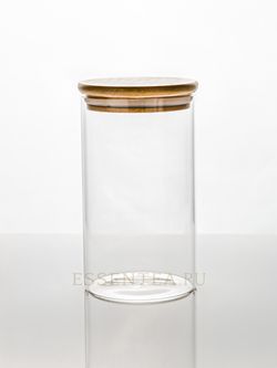 банка стеклянная с бамбуковой крышкой