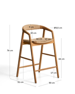 Уличный полубарный стул Derile из массива дуба в натуральной отделке и бежевой веревки