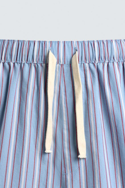 ZARA БРЮКИ OVERSIZED FIT В ПОЛОСКУ, НЕБЕСНО-ГОЛУБОЙ