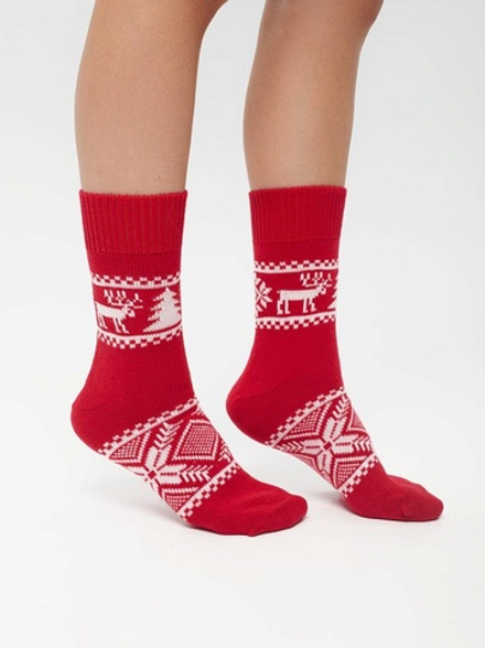 Теплые шерстяные носки Н212-19 красный