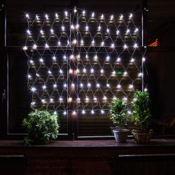 ULD-N1515-96-STK WHITE IP44 Сетка светодиодная со статическим свечением. 1.5х1.5м. Соединяемая. 96 светодиодов. Белый свет. Провод прозрачный. TM Uniel