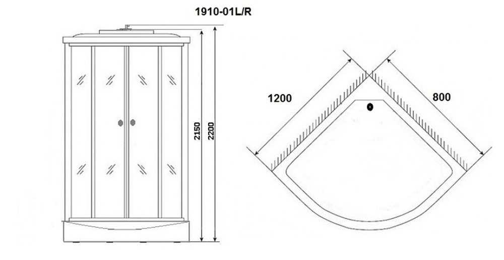 Душевая кабина Niagara Ultra NG-1910-01L (120х80х220) высокий поддон(48см),черный,стекло тонированное,4 места