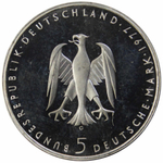 5 марок. 200 лет со дня рождения Генриха фон Клейста. Германия. (G). Серебро. 1977 год. PROOF