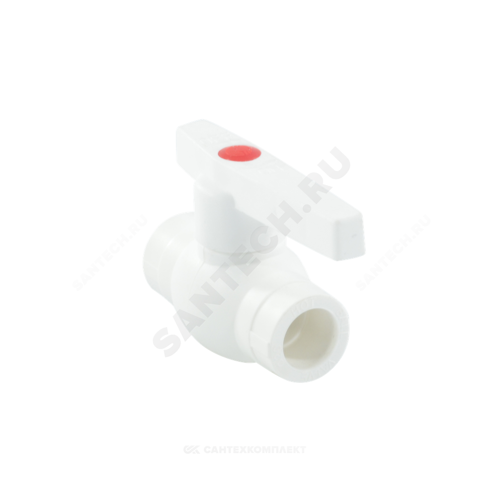 Кран шаровой PP-R белый Дн 40 внутренняя пайка OPTIMA VALFEX VALF 10145040