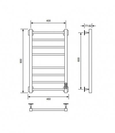 Полотенцесушитель электрический с/т Comfysan Unico-K EC-8 80/40, MAT GOLD RAL