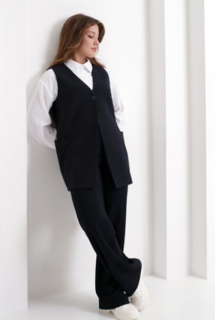 Удлинённый жилет 2980АЕ, Тёмно тёмно син #70ТТСи062980АЕ