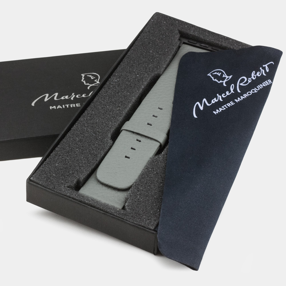 Ремешок для Apple Watch 44/45/46 mm из кожи теленка, стального цвета