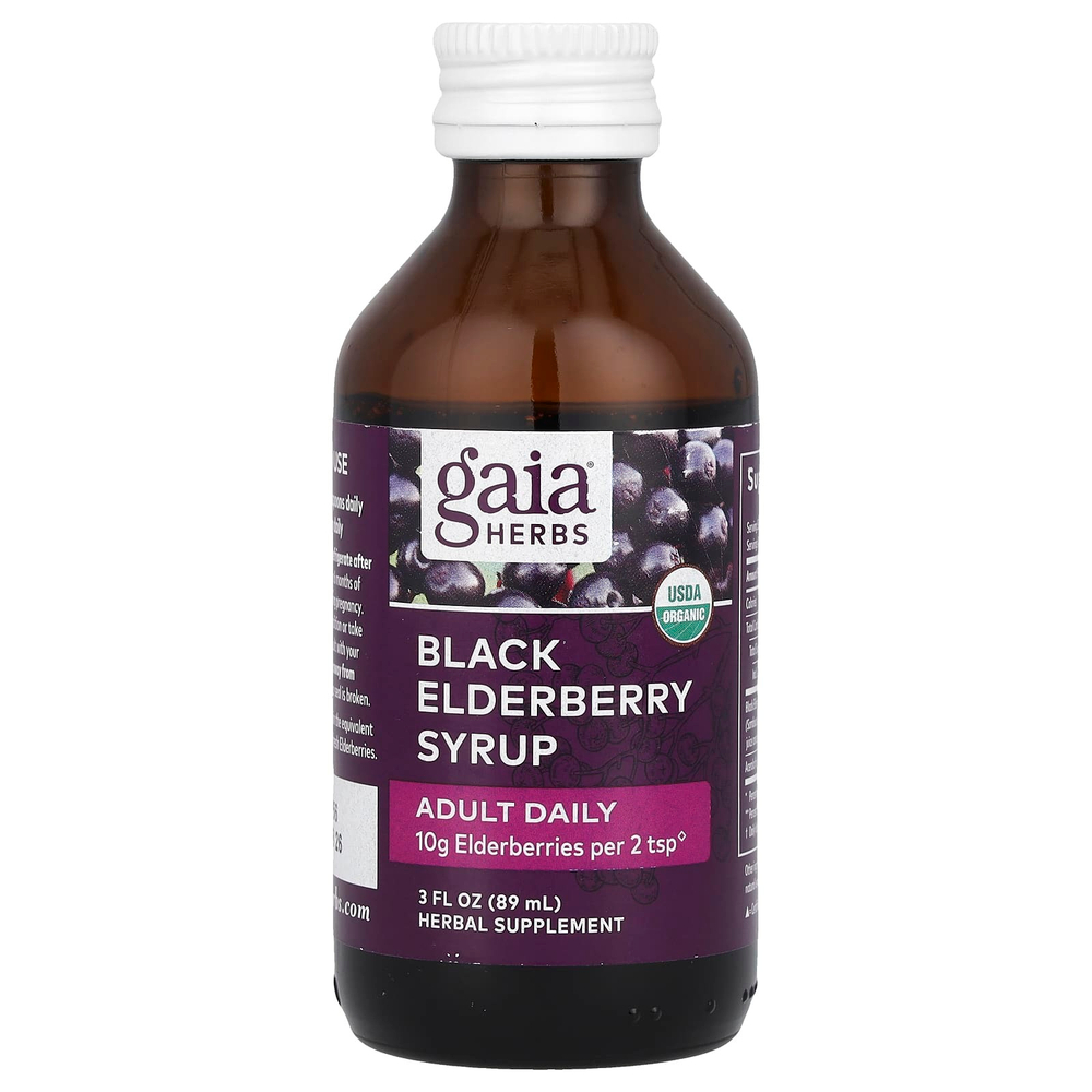 Gaia Herbs, Adult Daily, сироп из черной бузины, 89 мл (3 жидк. унц.)