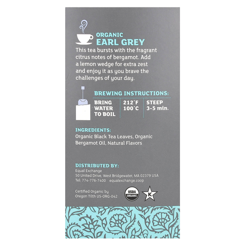 Equal Exchange, Organic Earl Grey, черный чай, 20 чайных пакетиков, 40 г (1,41 унции)
