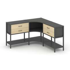 Shelf System Трехсекционный угловой стеллаж двухярусный с ящиками SN.STMU-231 Антрацит/Акация Лорка/