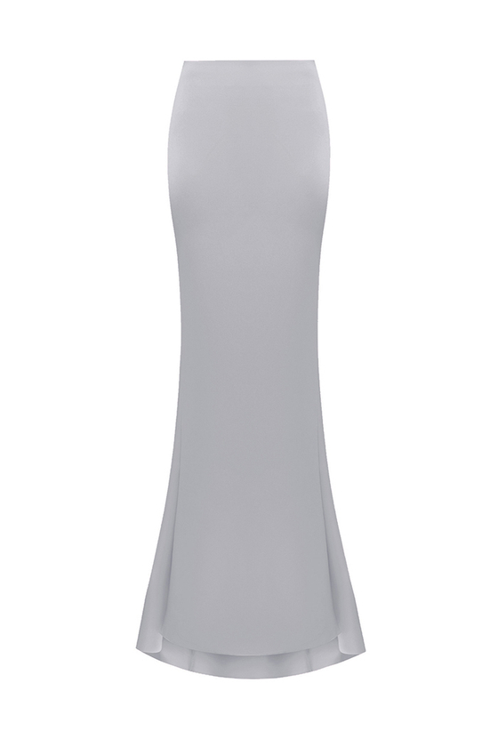 Драпированная юбка макси из сатина со шлейфом