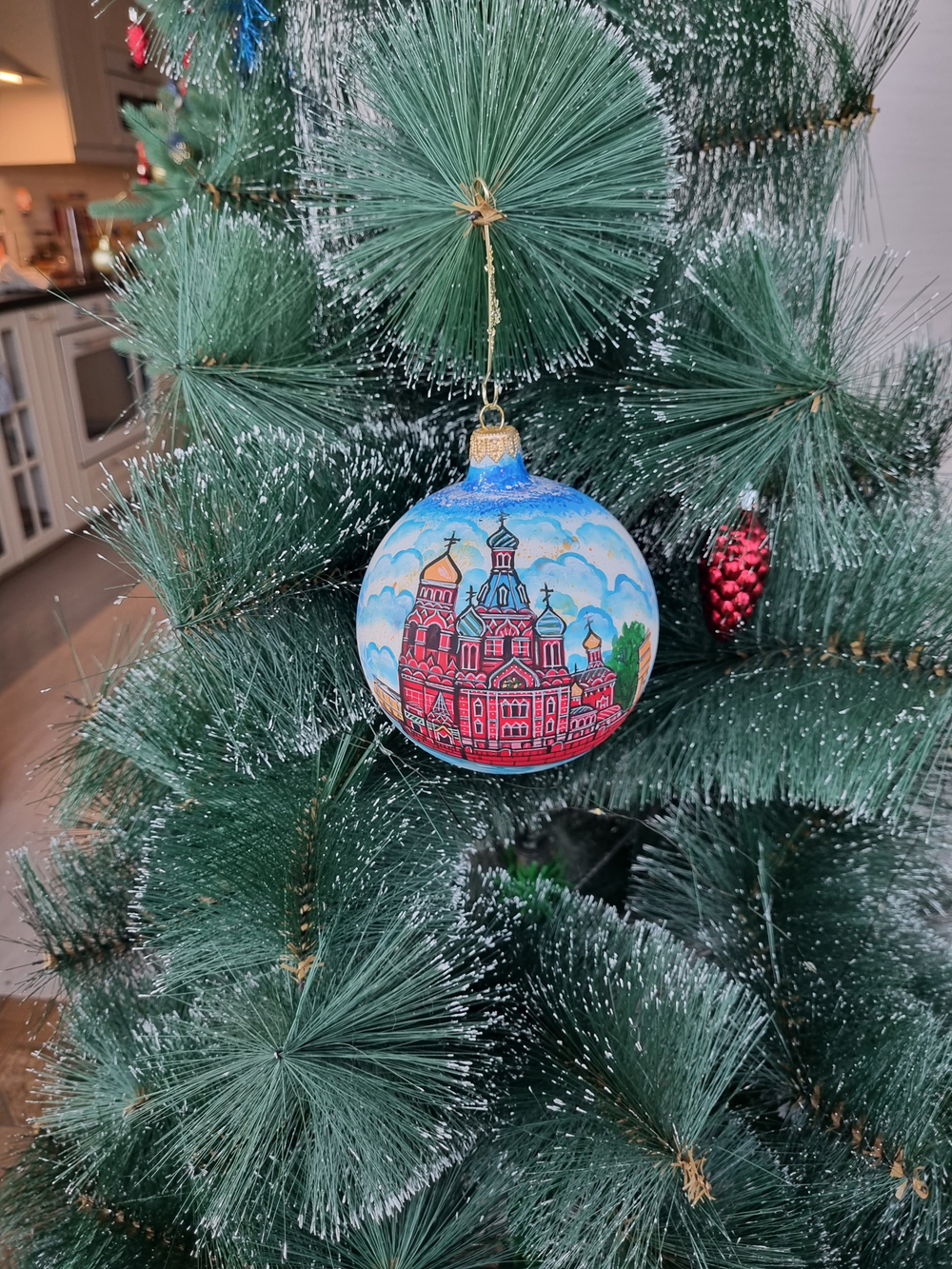 Шар стеклянный "Спас на крови",  ручная роспись